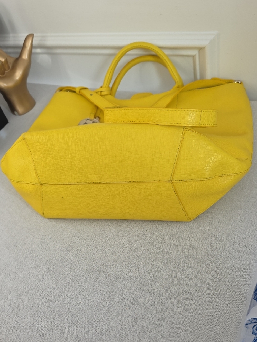 Furla Alissa Leather Tote in Sunny Yellow - Picture 8 of 11